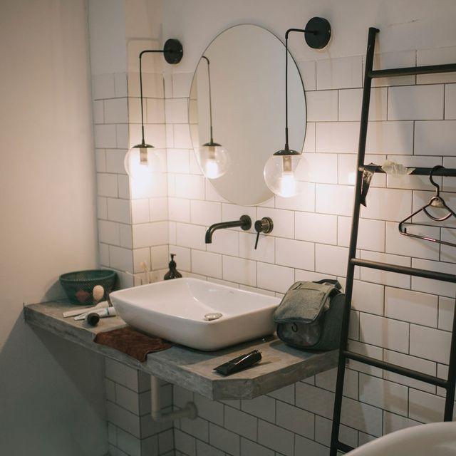 Bathroom with modern lighting